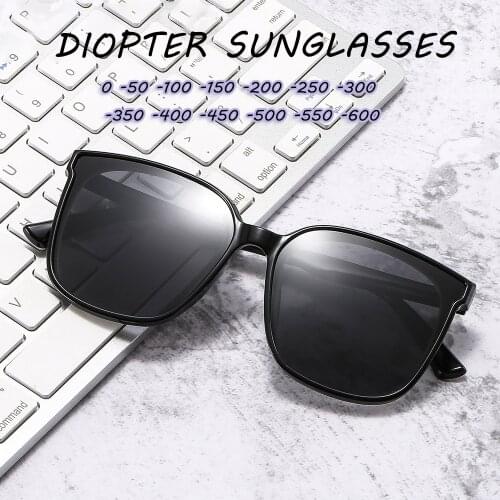 2021 Men Polarized Sunglasses Women Square Myopia Diopter Glasses Lens Short-sighted Sun Glasses -0.5 -1.0 -1.5 TO -6.0