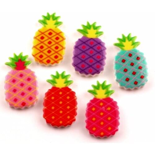 50Pcs Mixed Resin Pineapple Decoration Crafts Beads Flatback Cabochon Kawaii Embellishments For Scrapbooking DIY Accessories