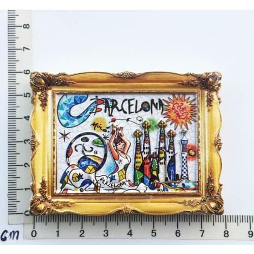 Barcelona Spain))Fridge Magnet Creative Travel Commemorate Crafts 3D Ornaments Magnetism Resin Material Refrigerator Stickers