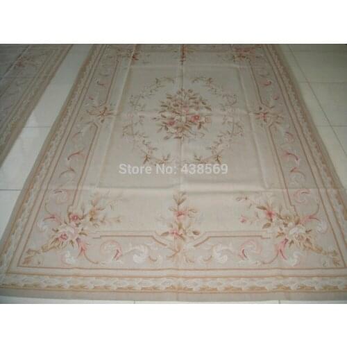 Free Shipping 6'X9' rugs French Aubusson style 100% hand knotte New Zealand woolen rugs wholesale prices