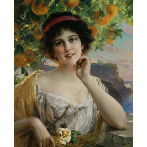 Free shipping classical court figure orange tree girl oil painting canvas prints on canvas home wall art decoration picture