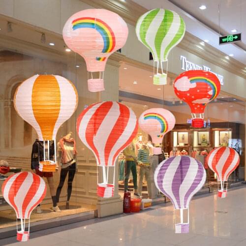 12''30cm Rainbow Hot Air Balloon Paper Lantern Wedding Valentines Day Decor Childrens Bedroom Hanging Birthday Party Supplies