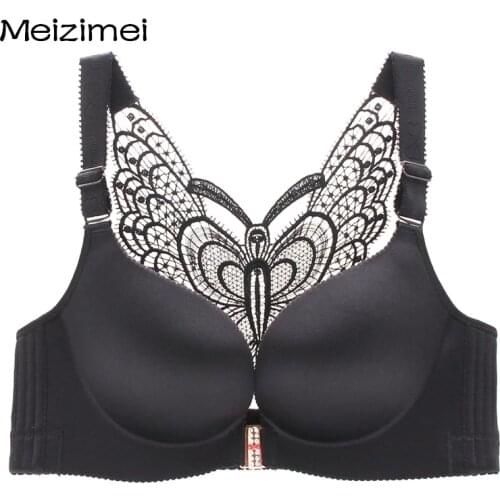 Meizimei Sexy Seamless Front Closure Bra Big Butterfly Adjustable Push Up Plus Size for Women Large C D E Cup Brassiere