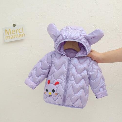 Winter Autumn Baby Hooded Jackets With Rabbit Ears Kids Thin Warm Cute Cartoon Coats Children Outerwear Boys Girls Down Coat