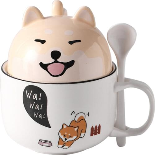 Lovely breakfast Cat and fish coffee cup , Bear Pig Fox Dog Ceramic tea Mug cup milk mug