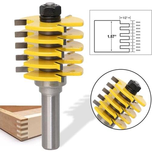 1pc Box and Finger Joint Router Bit 1/2" Shank Woodworking Milling Cutter Adjustable For Wood Drilling Tools
