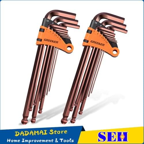 Hex Wrench Set Screwdriver Universal Allen Key 1.5mm-10mm 9PCS Double-End L Type Hexagon Flat Ball Spanner Metric Hand Tools