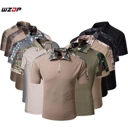 WZJP Military Tactical T Shirt Men Soldier Uniform Combat Hiking&Camping Shirts Breathable Paintball Army T-Shirt 11 colors