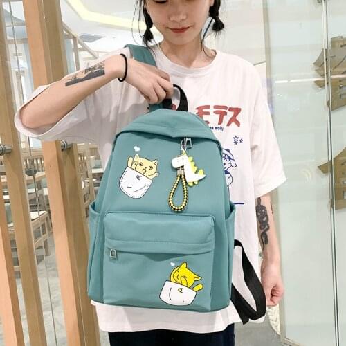 Canvas 2021 Women Backpack Teen Schoolbag Female School Bags Casual Travel Backpacks Female Classic Leisure Women Bags Cute Cat