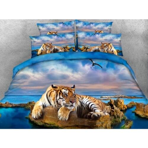 3D Ocean Sea Tiger Bedding sets Animal print quilt duvet cover bed sheet linens bedspreads California King size Queen twin 4PCS