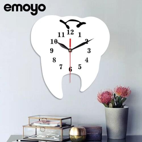 Creative Acrylic Tooth Wall Clock Hall Office Clinic Dentist Custom Wall Watch Mechanism Quartz Silent Cartoon Wall Clock Modern