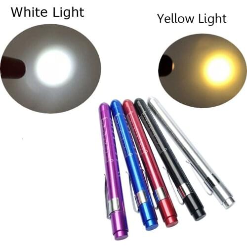 Medical Handy Pen Light Mini Nursing Flashlight LED Torch Lamp With Stainless Steel Clip For Tattooist Doctor Diagnostic