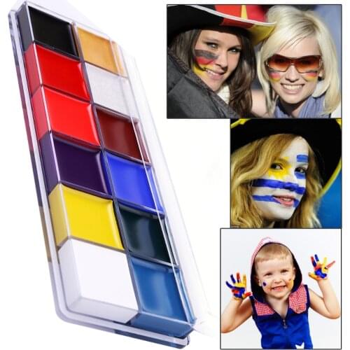 12 Color DIY Flash Tattoo Face Body Paint Oil Painting Art Halloween Party Fancy Dress Beauty Makeup Palette