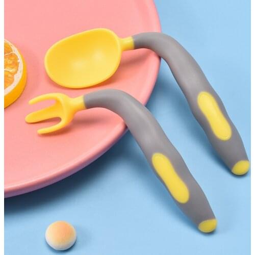 Children Silicone Fork Set BPA Free Baby Learn To Eat Training Spoon Feeding Complementary