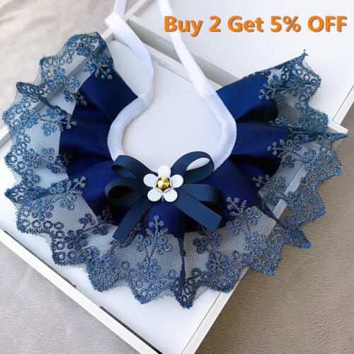 Lovely Pet Collar Lace Bowknot Cute Necklace Puppy Collar Dog Cat Necklace Decor Collars For Small Dogs Kitten Neckerchief