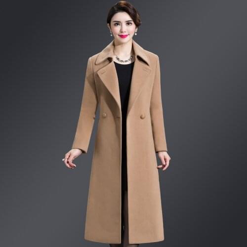 Autumn Winter Womens Woolen Coat Long Sleeve Solid Fashion Blended Wool Jacket Slim Windbreaker Female Outwear