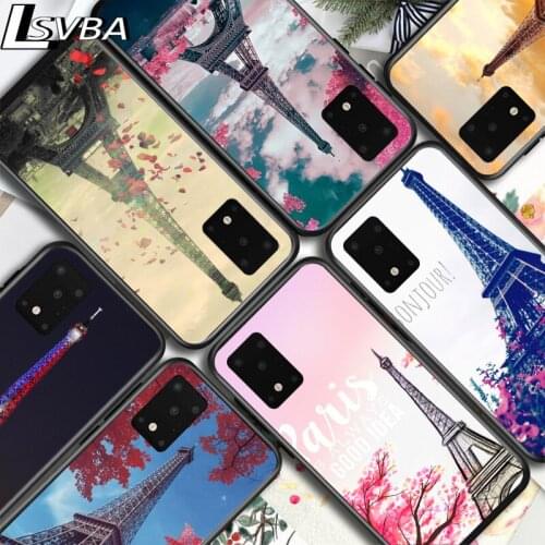Paris Eiffel Tower for Samsung S20 Ultra Plus A91 A81 A71 A51 UW A41 A42 A31 A21 A21S A11 5G Bright Black Phone Case