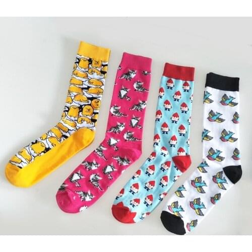 Personality Crew Male Street Socks Cute Cartoon Funny Sock Cotton Anti Skid Happy Japanese Unisex Socks
