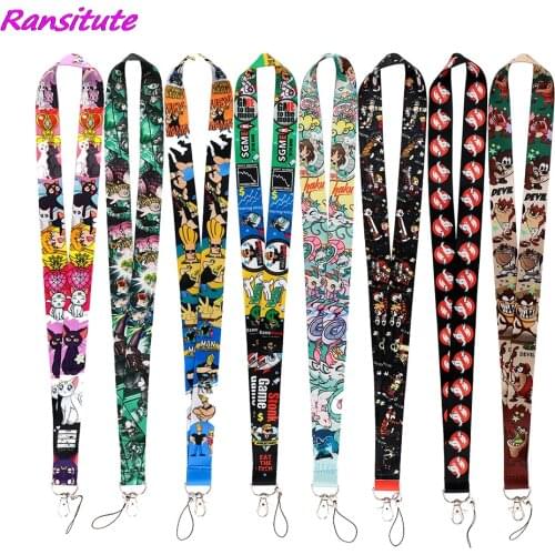 Ransitute R1871 Cartoon Series Dragon Moon Girl Key Chain Lanyard Gift For Child Student Friend Phone USB Badge Holder Necklace
