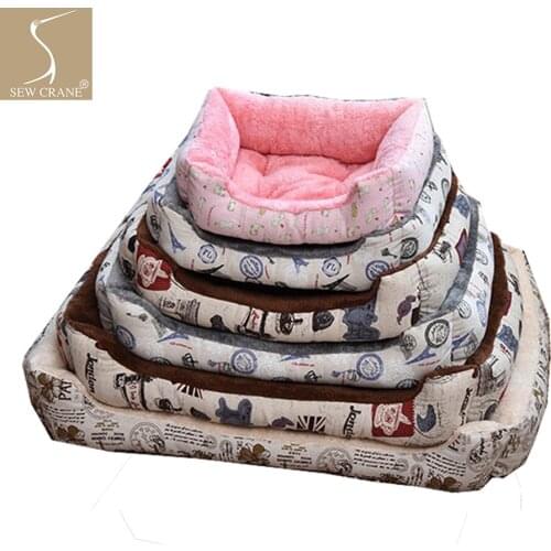SewCrane Pet Bed Modern Print Soft Plush Warming Dog Bed Puppy Nest Cat Sleeping Basket