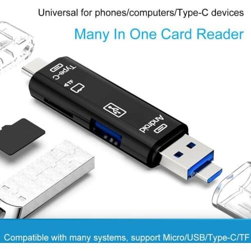 Type-c 5-in-1 OTG Card Reader USB2.0 Male MICRO Male Type-C Male Speedily Read TF Memory Cards USB Flash Disks