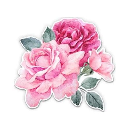 Pink Roses - 3" Vinyl Sticker - for Car Laptop I-Pad Phone Helmet Hard Hat - Waterproof Decal