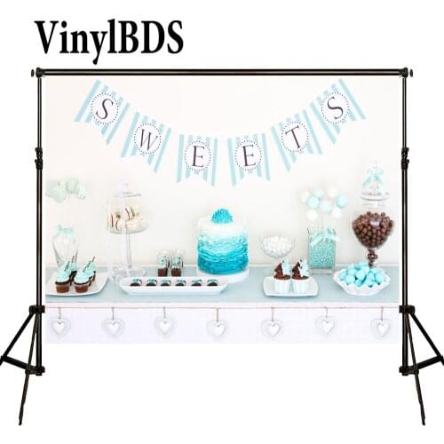 VinylBDS Photo Background Blue Photography Backdrops Newborn Photography Background Birhtday Cake Backdrop for Children Shoot