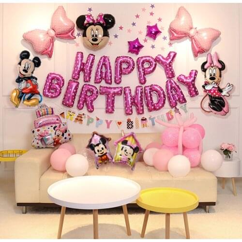 Disney Mickey Minnie Mouse Baby Boy Girl First Birthday Party Decoration Scene Decoration Balloon Baby Shower Decorations Toy