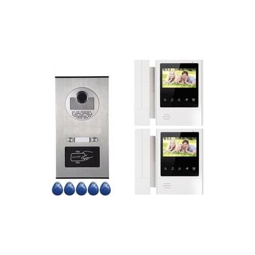 XINSILU New Arrival Home Security Intercom System Doorbell 2-apartments w/t 4.3"Video Door Phone Monitors ID card Unlocking