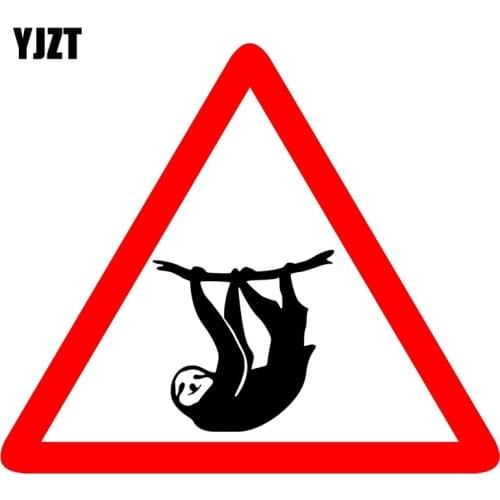 YJZT 14CM*11.9CM Creative Animal Slow Hanging Sloth Warning Car Sticker PVC Decal 12-1567