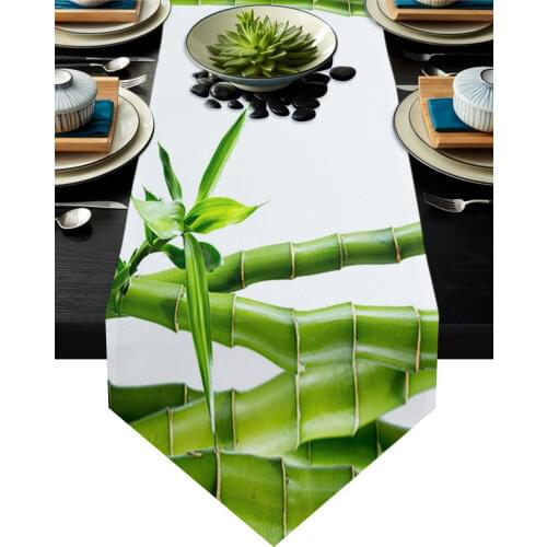 Green Bamboo Zen Plant Table Runner Country Wedding Decor Cake Tablecloth Placemat Dinning Table Decoration Table Runners