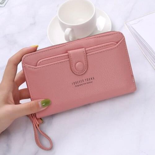 Women Long Wallets Fashion Card Holder Pure Color Multi Card Coin Purses Large Capacity Cell Phone Pockets carteras para mujer
