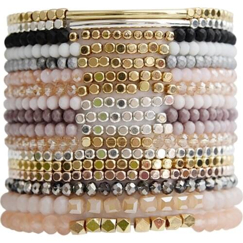 Charm Bracelet Handmade Beaded Ladies Bracelet Simple Fashion High Quality Crystal Beads Bracelet 23 Color Friendship Jewelry