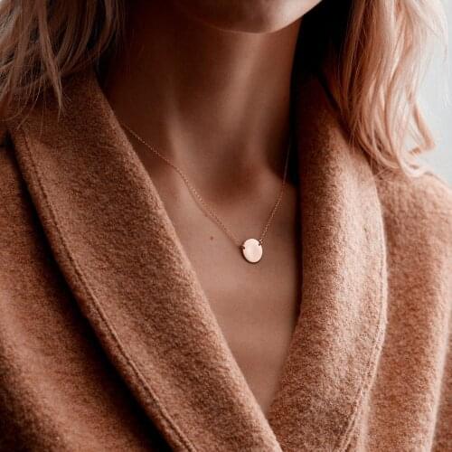 Visunion 316L Stainless Steel Necklace Elegant Smooth Wafer Circle Round Pendant Top Quality Gold Silver Color Female Necklace