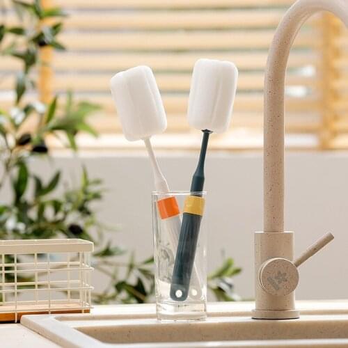 1pc Cup Scrubber Glass Cleaner Bottles Brush Sink Baby Nipple Milk Bottle Cup 360 Degree Sponge Cleaner Cup Kitchen Accessories