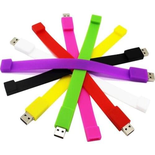 100 pcs/lot Custom 2GB PVC colorful wristband usb 2.0 memory flash stick pen drive
