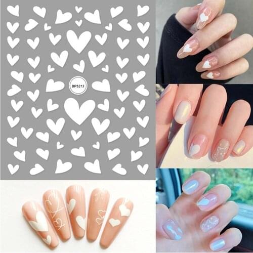 3D Nail Love Nail Art Sticker Heart-shaped Decoration Small Pattern Star White Sweetheart Decoration Decal