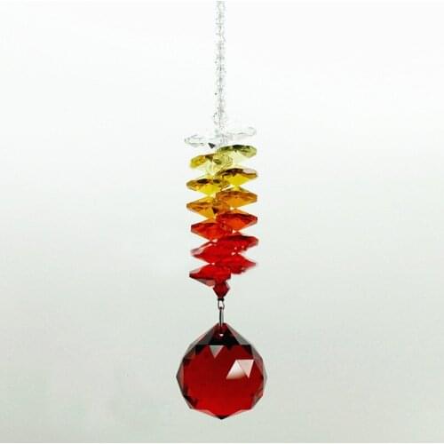 6pcs/lot 30mm Red Crystal Faceted Chanderlier Ball With Glass Octagonal beads For Lighting Suncatcher Pendants Accessories