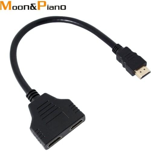 HDMI Cables Splitter 1 in 2 Out Adapter Converter Video cables HDMI Male to HDMI Female Cable 0.3m Wire for Projector TV Monitor