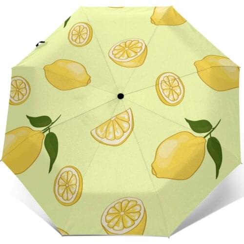 Automatic Umbrella Light Summer Lemon three-fold umbrella women men rain umbrella