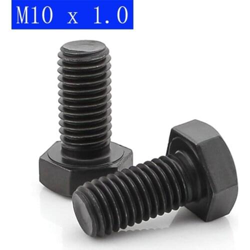 M10 x 1.0 ( 10mm ) Fine Pitch Hex Cap Bolts / Screws, 8.8 Alloy Steel Thread Metric Tap DIN 933 ISO 4017