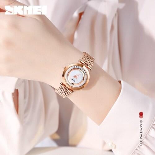 SKMEI Japan Quartz movement Women Dress Watch Top Brand Luxury Diamond Dial Bracelet Female Girl Clock Ladies Wristwatches 1784