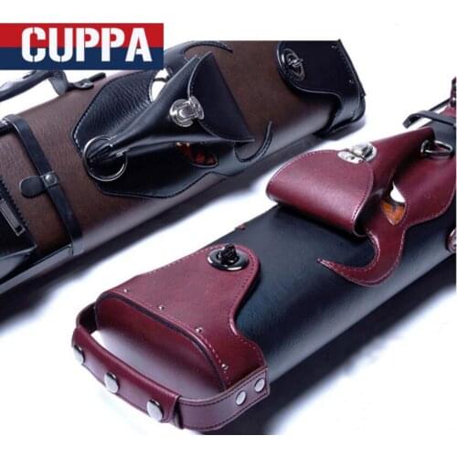 New Cuppa 2 Butts 4 Shafts Pool Cue Case 6 Holes Bull Head Style Red Brown Colors Two Options Billiard Accessories China