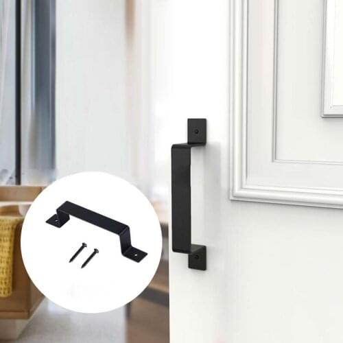 Black Carbon Steel Pull Door Handle For Garden Garage Gate Shed Barn Cupboard Closet Gate Cabinet Door Sliding Handle