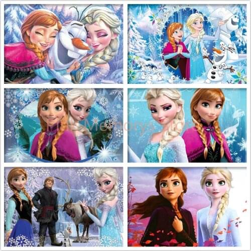 Disney 5d Diamond Painting Cartoon Full Circle Diamond Embroidery Cross Stitch Ice Sister Elsa Anna Diamond Mosaic Decoration