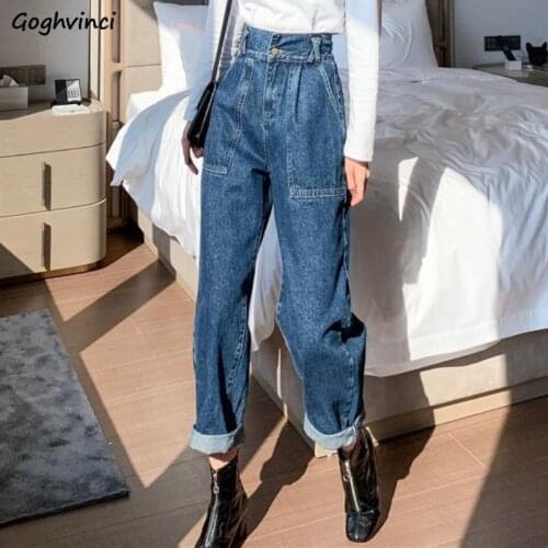 High Waist Jeans Women Large Size S-5XL Denim Pocket Vintage Trousers All-match Females Streetwear Fashion Retro Loose Retro