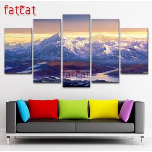 FATCAT Mountain scenery 5 Piece Diy Diamond Painting Full Square Round Drill Diamond Embroidery Sale home Decoration AE2671