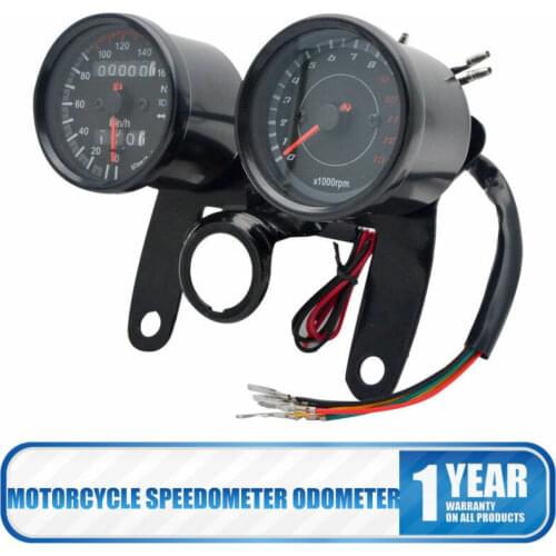 Brand New 12VLED Backlight Motorcycle Dual Odometer Speedometer Tachometer Gauge Motorbike