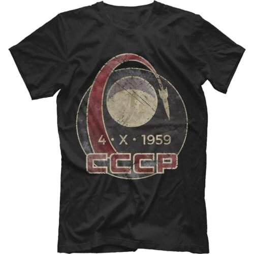 Vintage USSR Space Program Russia CCCP 1959 Rocket T-Shirt. Summer Cotton Short Sleeve O-Neck Mens T Shirt New S-3XL