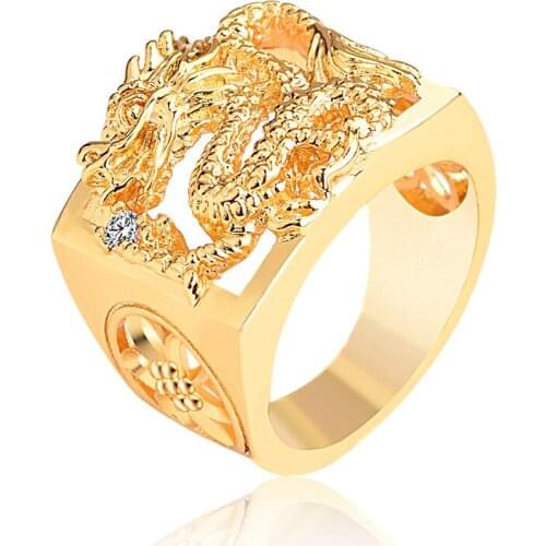 Milangirl Dragon Rings for Men Male Fashion ed zircon Inlay Jewelry Ring Anniversary Banquet Ring